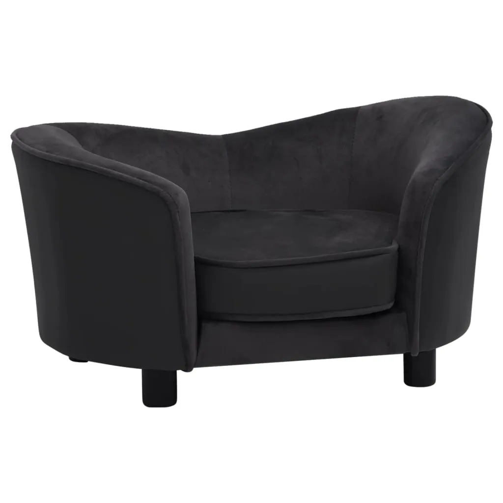 vidaXL Dog Sofa Black 27.2"x19.3"x15.7" Plush and Faux Leather - Comfortable Furniture for Your Beloved Pet